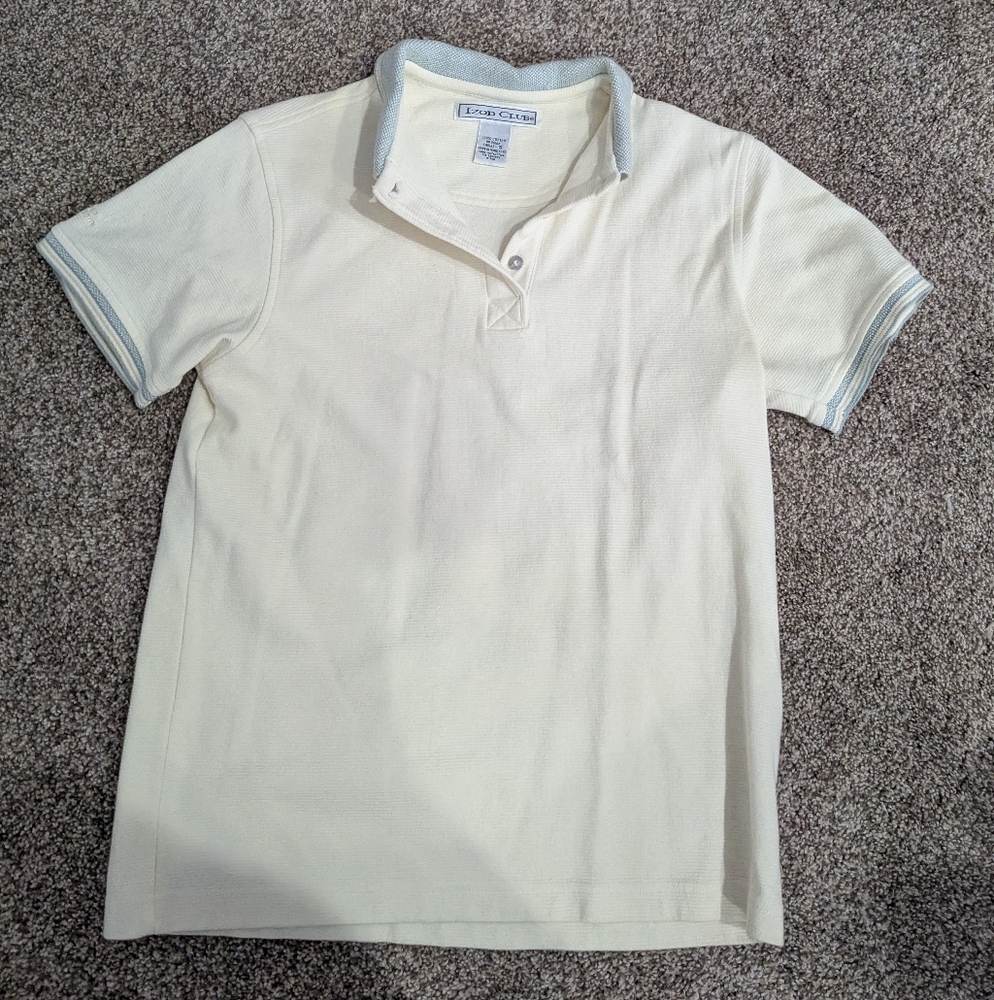 Izod Club Women's Size S Vintage Cream Collared Golf Tee, Business Casual Tee